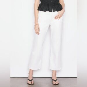 Frame Sz 34 The Crop Jane White Raw Hem Straight Leg Denim Jeans